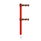 Retractable Dual Belt Barrier Stanchion, Mini Socket Base, Red Post, 13 ft Belt - Montour Line MSX630DSK - Crowd Control Warehouse