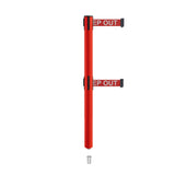Retractable Dual Belt Barrier Stanchion, Mini Socket Base, Red Post, 7.5 ft Belt - Montour Line MSX630DSK - Crowd Control Warehouse