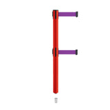Retractable Dual Belt Barrier Stanchion, Mini Socket Base, Red Post, 7.5 ft Belt - Montour Line MSX630DSK - Crowd Control Warehouse