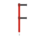 Retractable Dual Belt Barrier Stanchion, Mini Socket Base, Red Post, 7.5 ft Belt - Montour Line MSX630DSK - Crowd Control Warehouse