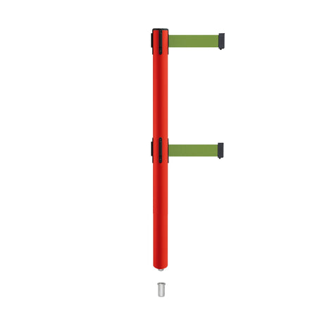 Retractable Dual Belt Barrier Stanchion, Mini Socket Base, Red Post, 9 ft Belt - Montour Line MSX630DSK - Crowd Control Warehouse