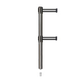 Retractable Dual Belt Barrier Stanchion, Mini Socket Base, Satin Stainless Steel Post, 11 ft Belt - Montour Line MX630DSK - Crowd Control Warehouse