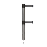 Retractable Dual Belt Barrier Stanchion, Mini Socket Base, Satin Stainless Steel Post, 13 ft Belt - Montour Line MX630DSK - Crowd Control Warehouse