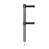 Retractable Dual Belt Barrier Stanchion, Mini Socket Base, Satin Stainless Steel Post, 9 ft Belt - Montour Line MX630DSK - Crowd Control Warehouse