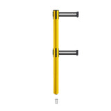Retractable Dual Belt Barrier Stanchion, Mini Socket Base, Yellow Post, 7.5 ft Belt - Montour Line MSX630DSK - Crowd Control Warehouse