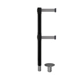Retractable Dual Belt Barrier Stanchion, Removable Base, Black Post, 11 Ft. Belt - Montour Line MX630DR - Crowd Control Warehouse