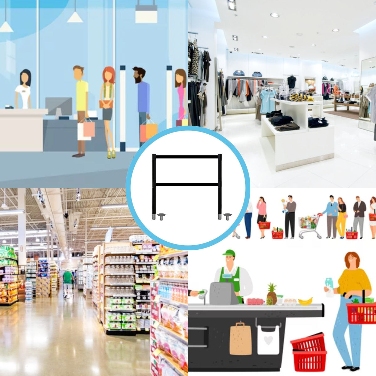 Retractable Dual Belt Barrier Stanchion, Removable Base, Black Post, 11 Ft. Belt - Montour Line MX630DR - Crowd Control Warehouse