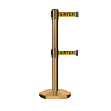 Retractable Dual Belt Barrier Stanchion, Sloped Base, 14 ft Belt - Montour Line M650D - Crowd Control Warehouse