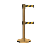 Retractable Dual Belt Barrier Stanchion, Sloped Base, 16 ft Belt - Montour Line M650D - Crowd Control Warehouse