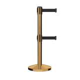 Retractable Dual Belt Barrier Stanchion, Sloped Base, 16 ft Belt - Montour Line M650D - Crowd Control Warehouse