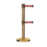 Retractable Dual Belt Barrier Stanchion, Sloped Base, 16 ft Belt - Montour Line M650D - Crowd Control Warehouse