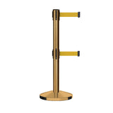 Retractable Dual Belt Barrier Stanchion, Sloped Base, 16 ft Belt - Montour Line M650D - Crowd Control Warehouse