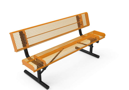 Rolled Park Bench with Back - Diamond Pattern - Crowd Control Warehouse