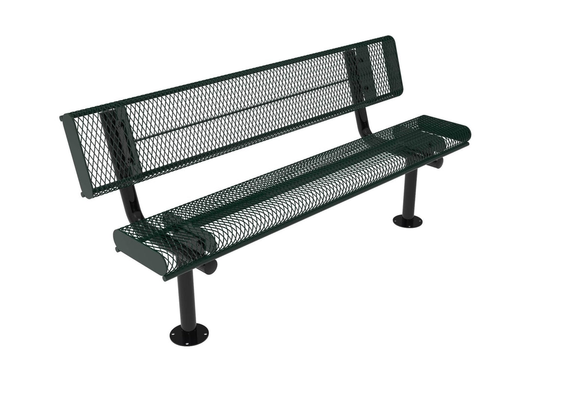 Rolled Park Bench with Back - Diamond Pattern - Crowd Control Warehouse