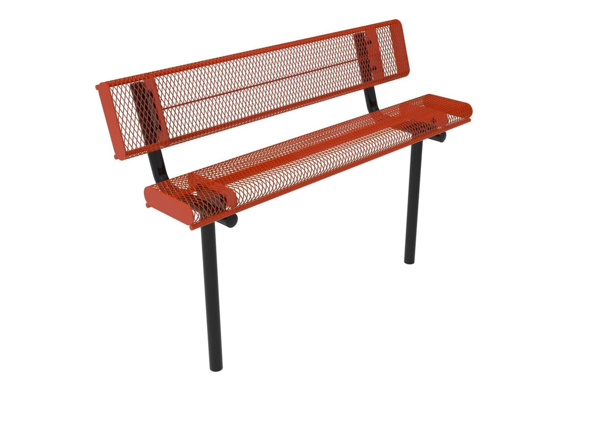 Rolled Park Bench with Back - Diamond Pattern - Crowd Control Warehouse