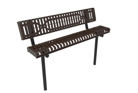 Rolled Park Bench with Back - Slatted Steel - Crowd Control Warehouse
