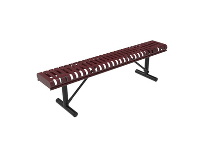 Rolled Park Bench without Back - Slatted Steel - Crowd Control Warehouse