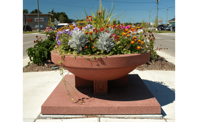 Round Concrete Pedestal Planter - Crowd Control Warehouse