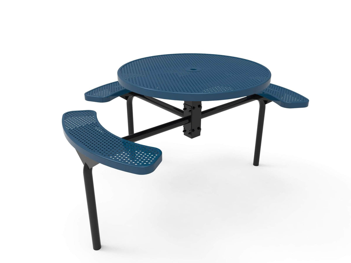 Round Nexus Pedestal Picnic Table with 3 Seats - Circular Pattern - 46 In. - Crowd Control Warehouse