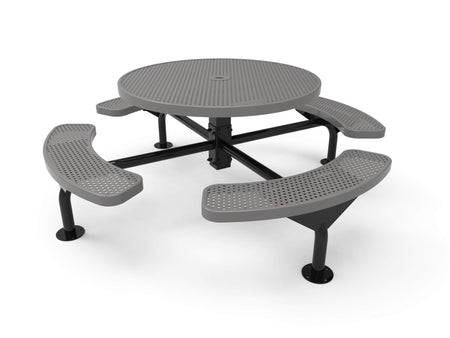 Round Nexus Pedestal Picnic Table with 4 Seats - Circular Pattern - 46 In. - Crowd Control Warehouse