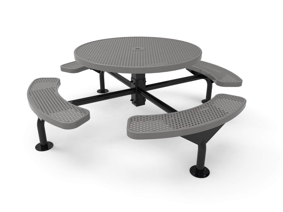 Round Nexus Pedestal Picnic Table with 4 Seats - Circular Pattern - 46 In. - Crowd Control Warehouse