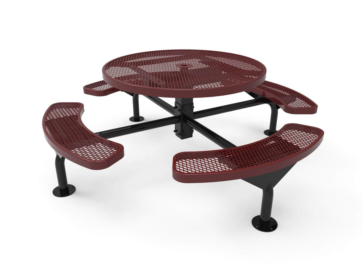 Round Nexus Pedestal Picnic Table with 4 Seats - Diamond Pattern - 46 In. - Crowd Control Warehouse