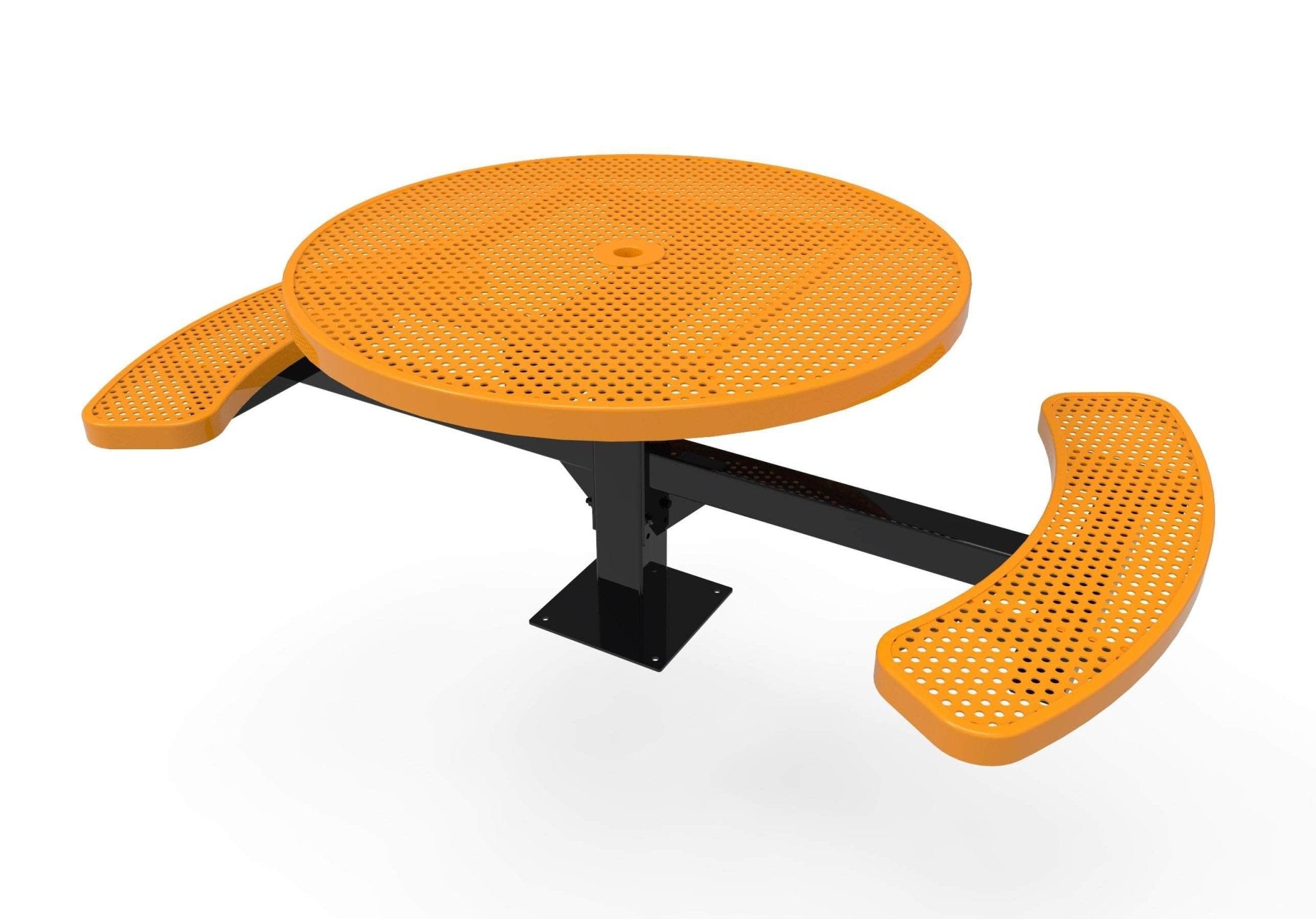 Round Pedestal Picnic Table with 2 ADA Seats - Circular Pattern - 46 In. - Crowd Control Warehouse