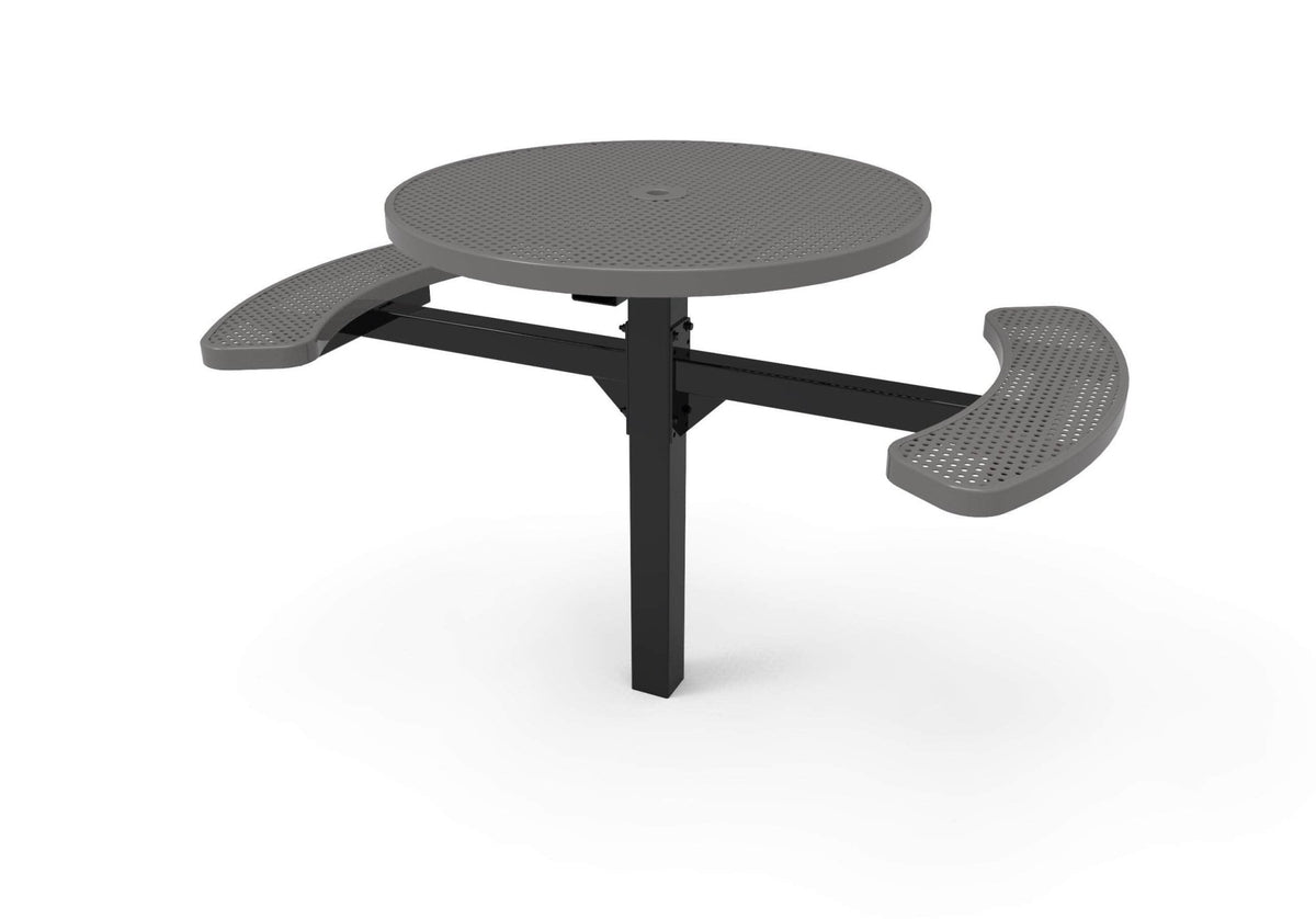 Round Pedestal Picnic Table with 2 ADA Seats - Circular Pattern - 46 In. - Crowd Control Warehouse