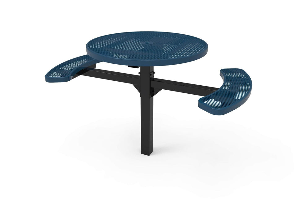 Round Pedestal Picnic Table with 2 ADA Seats - Diamond Pattern - 46 In. - Crowd Control Warehouse