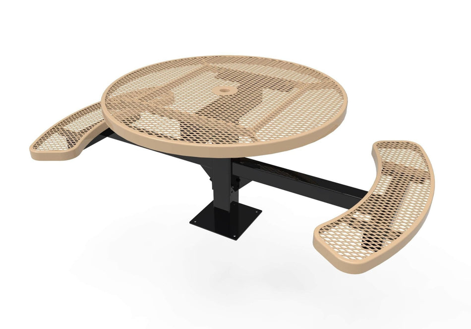 Round Pedestal Picnic Table with 2 ADA Seats - Diamond Pattern - 46 In. - Crowd Control Warehouse