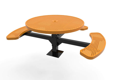 Round Pedestal Picnic Table with 3 Seats - Circular Pattern - 46 In. - Crowd Control Warehouse
