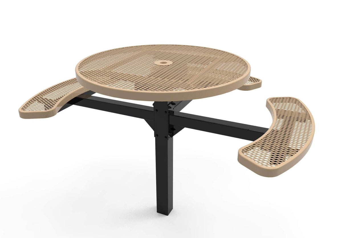 Round Pedestal Picnic Table with 3 Seats - Diamond Pattern - 46 In. - Crowd Control Warehouse