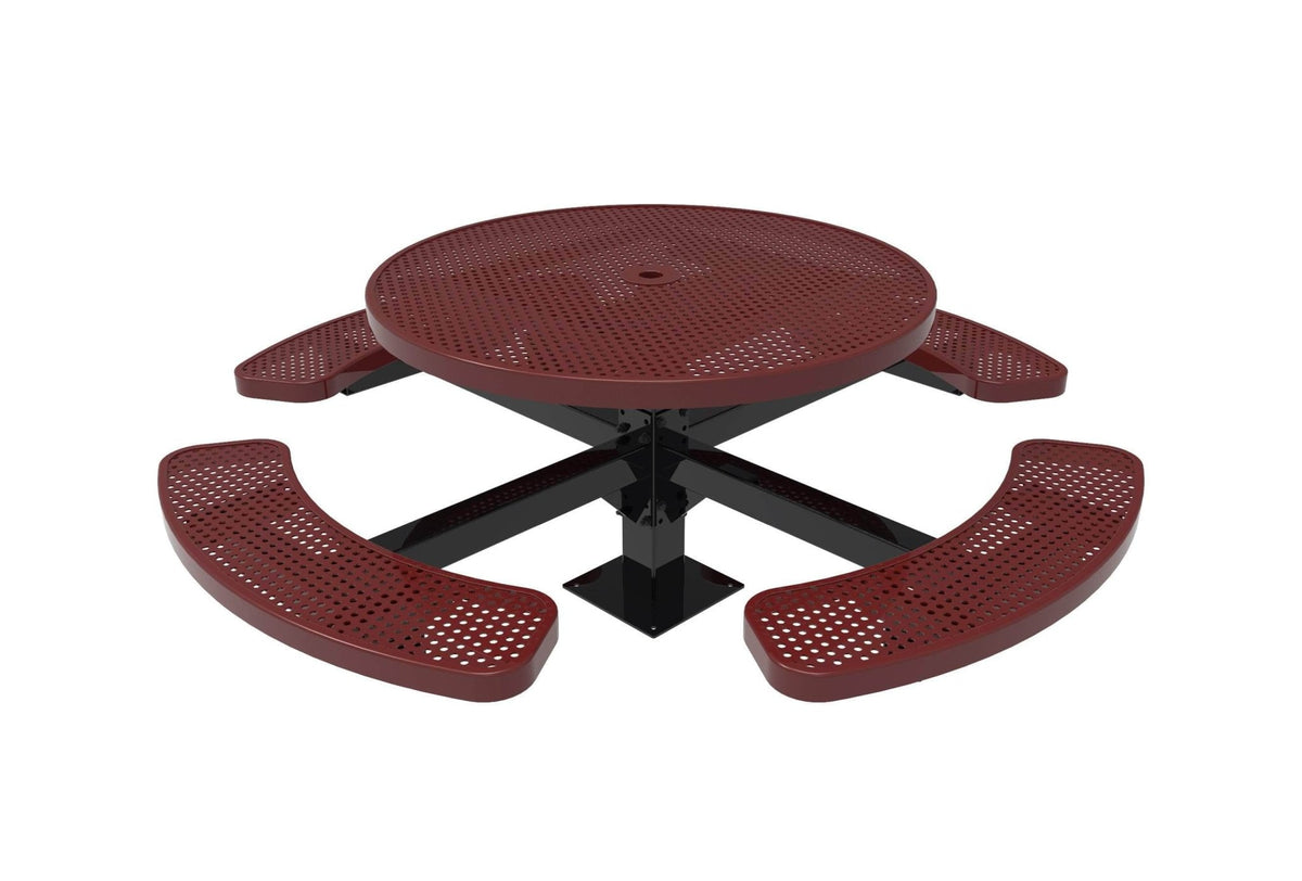 Round Pedestal Picnic Table with 4 Seats - Circular Pattern - 46 In. - Crowd Control Warehouse