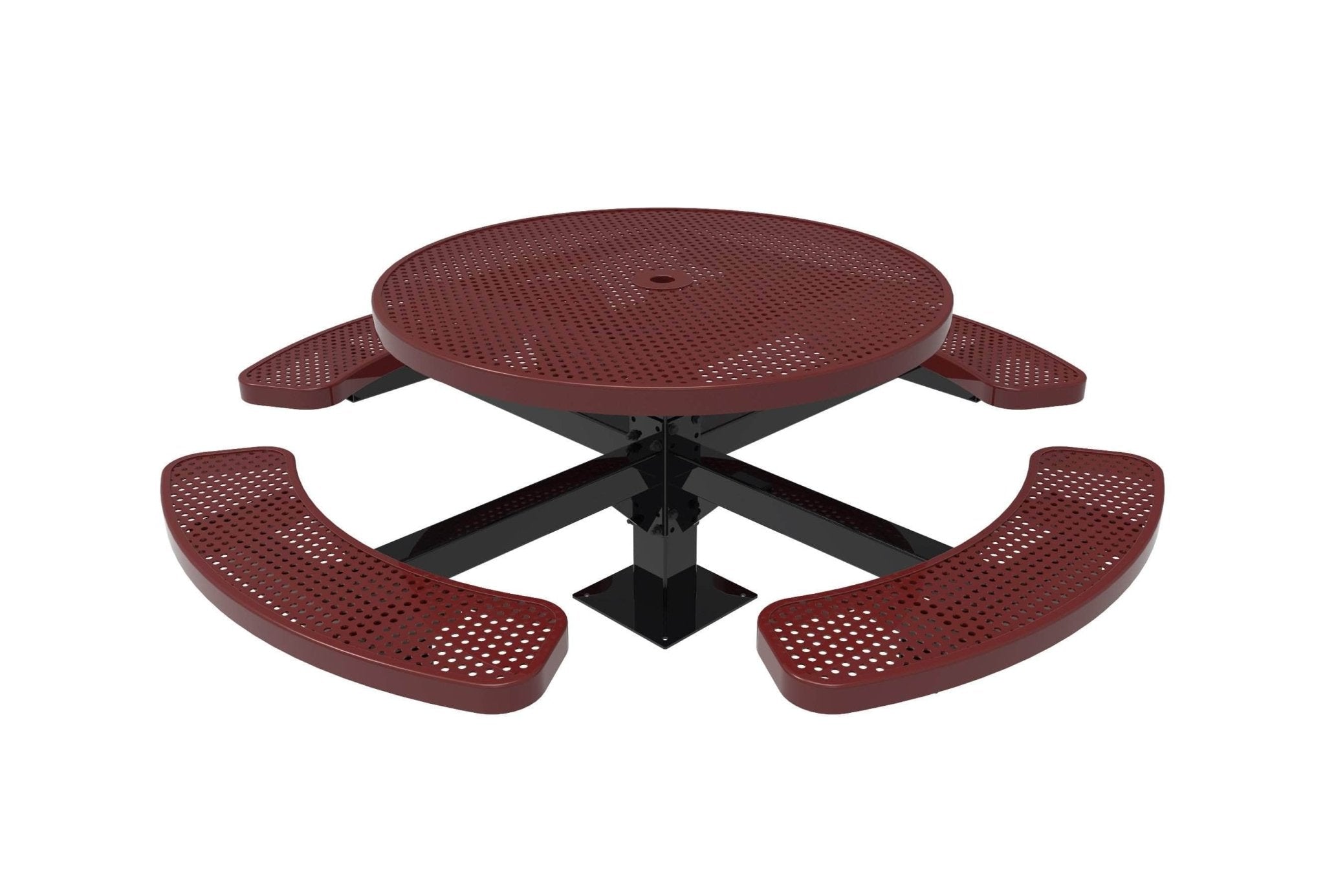 Round Pedestal Picnic Table with 4 Seats - Circular Pattern - 46 In. - Crowd Control Warehouse