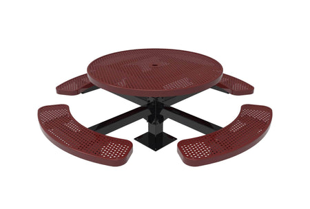 Round Pedestal Picnic Table with 4 Seats - Circular Pattern - 46 In. - Crowd Control Warehouse