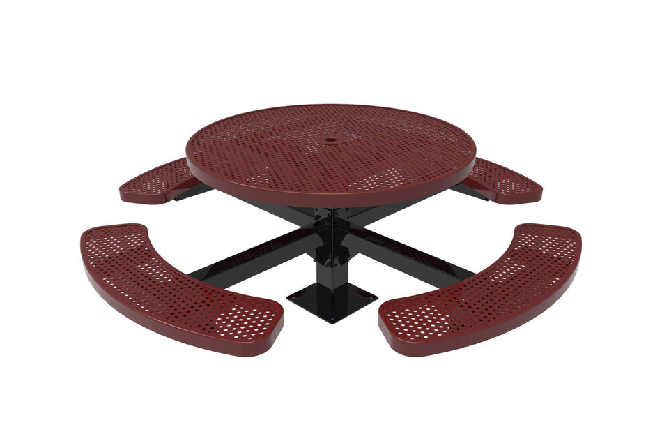 Round Pedestal Picnic Table with 4 Seats - Circular Pattern - 46 In. - Crowd Control Warehouse