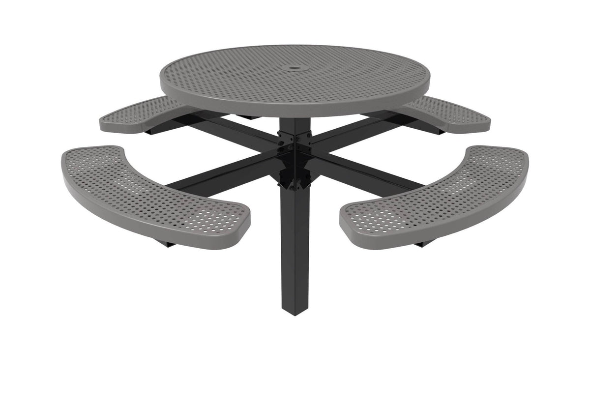 Round Pedestal Picnic Table with 4 Seats - Circular Pattern - 46 In. - Crowd Control Warehouse