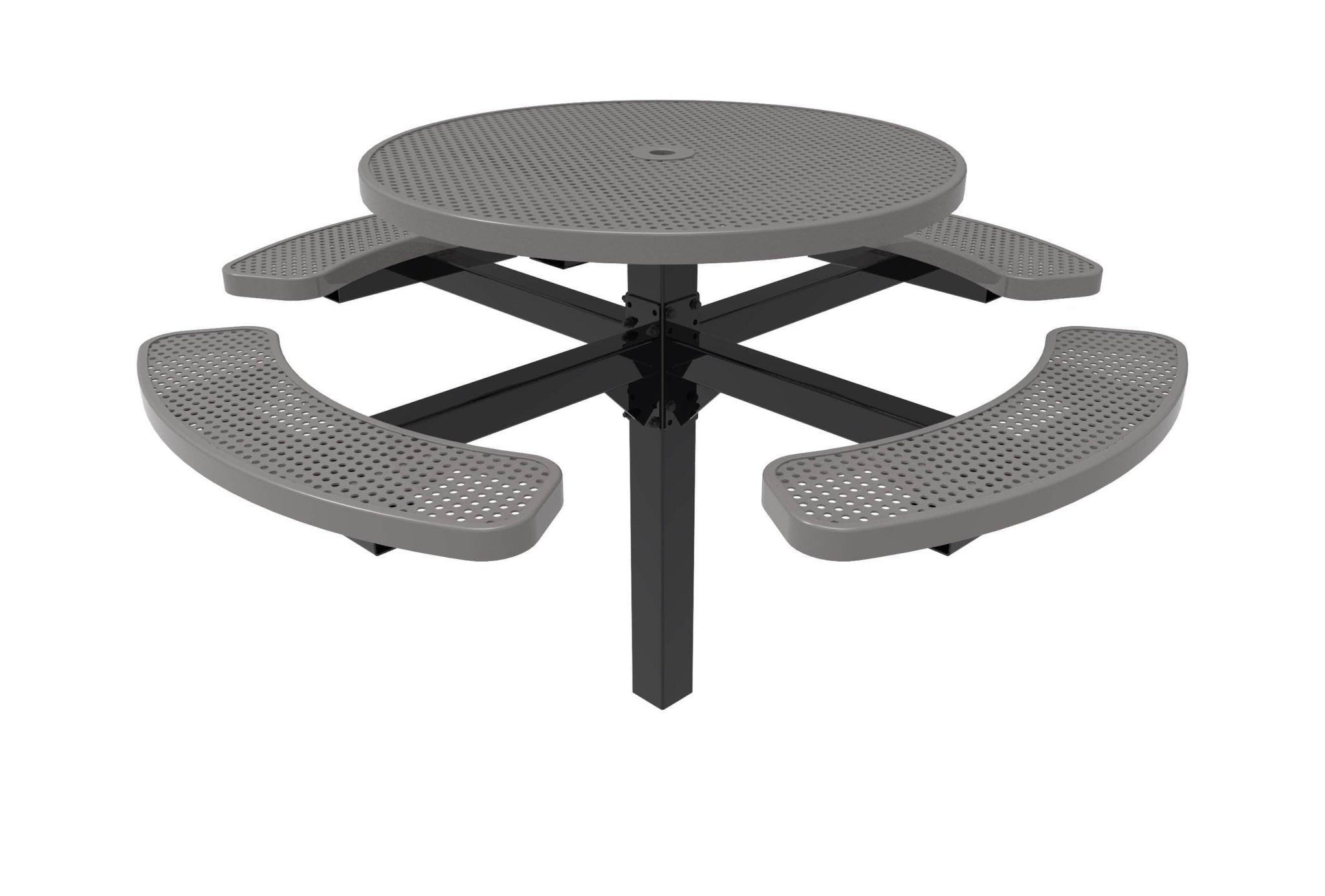 Round Pedestal Picnic Table with 4 Seats - Circular Pattern - 46 In. - Crowd Control Warehouse