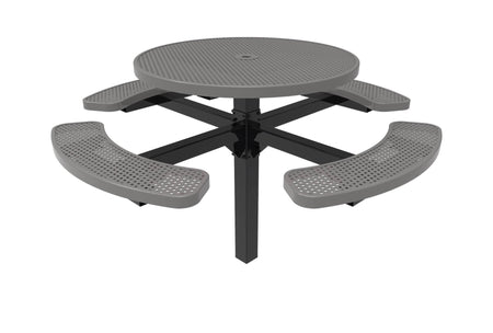 Round Pedestal Picnic Table with 4 Seats - Circular Pattern - 46 In. - Crowd Control Warehouse