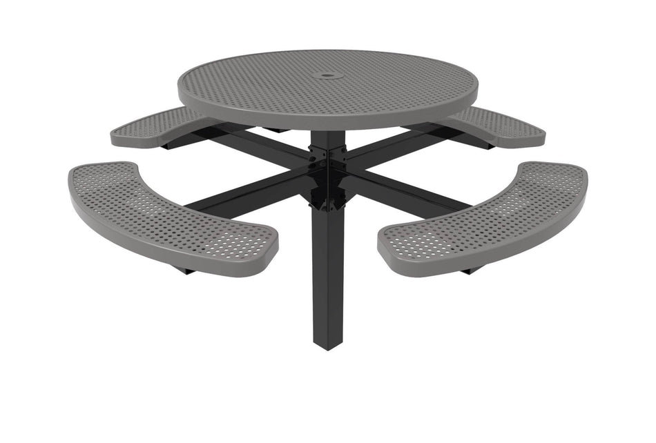 Round Pedestal Picnic Table with 4 Seats - Circular Pattern - 46 In. - Crowd Control Warehouse