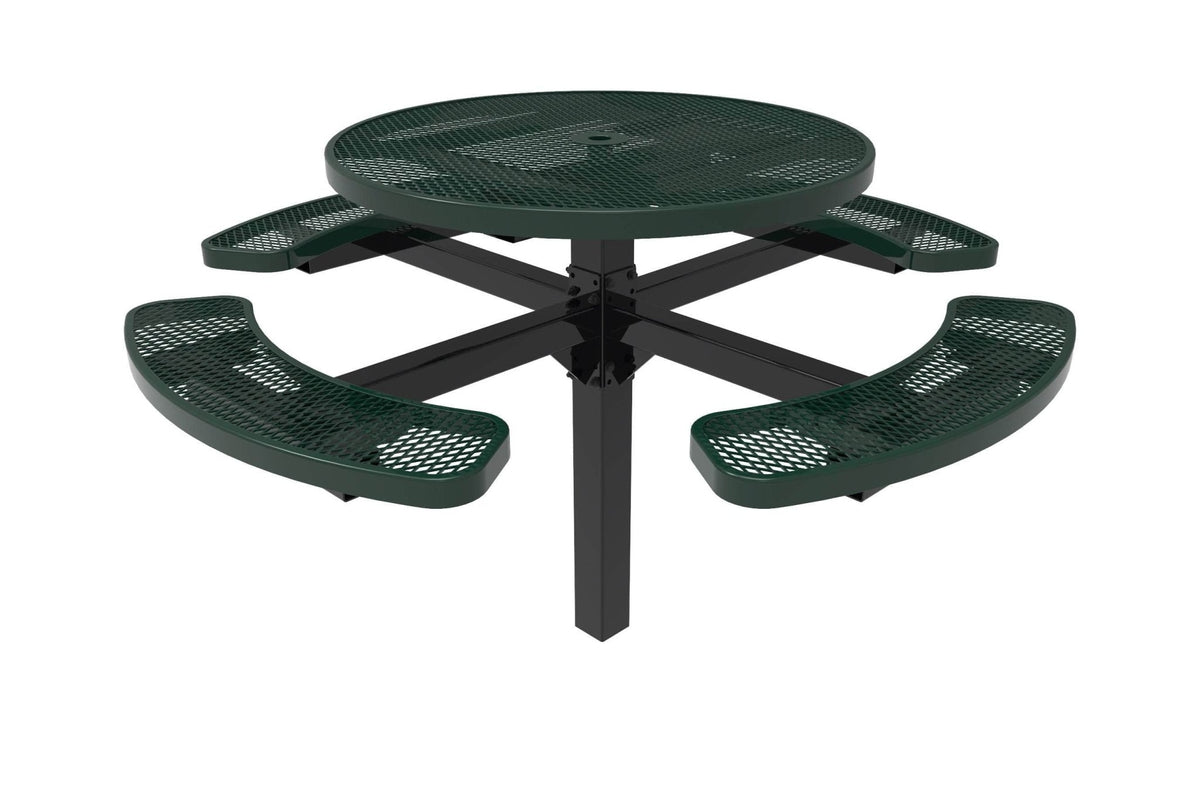 Round Pedestal Picnic Table with 4 Seats - Diamond Pattern - 46 In. - Crowd Control Warehouse