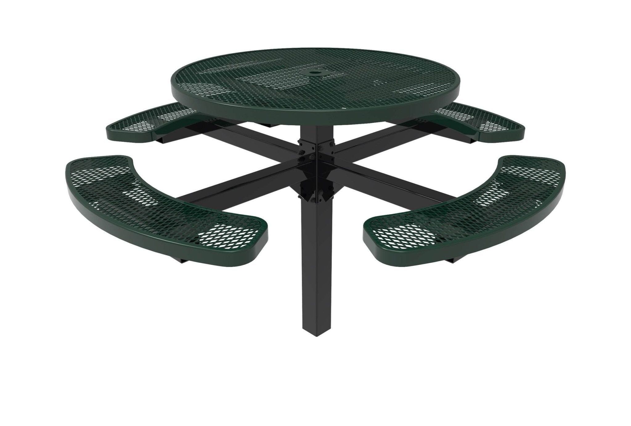 Round Pedestal Picnic Table with 4 Seats - Diamond Pattern - 46 In. - Crowd Control Warehouse