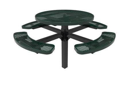 Round Pedestal Picnic Table with 4 Seats - Diamond Pattern - 46 In. - Crowd Control Warehouse