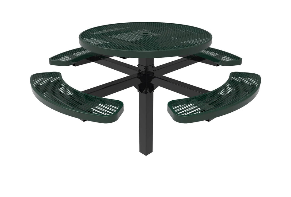 Round Pedestal Picnic Table with 4 Seats - Diamond Pattern - 46 In. - Crowd Control Warehouse
