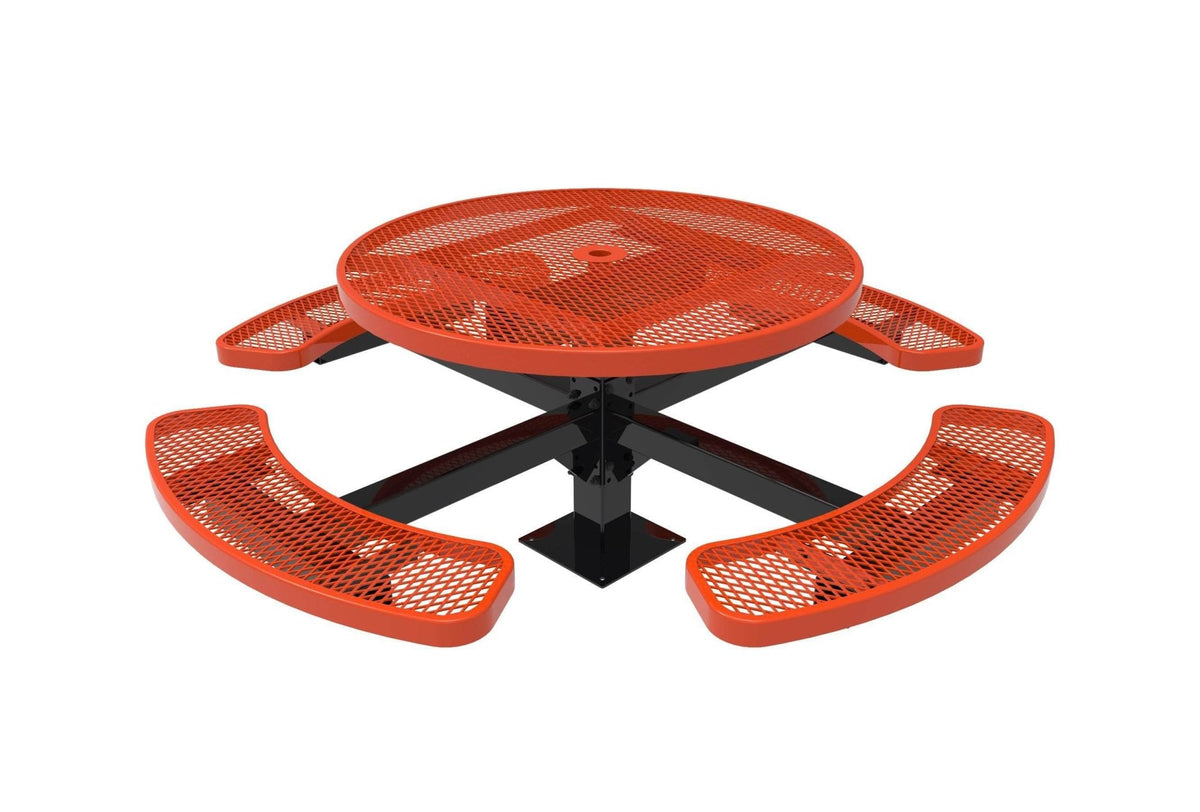 Round Pedestal Picnic Table with 4 Seats - Diamond Pattern - 46 In. - Crowd Control Warehouse