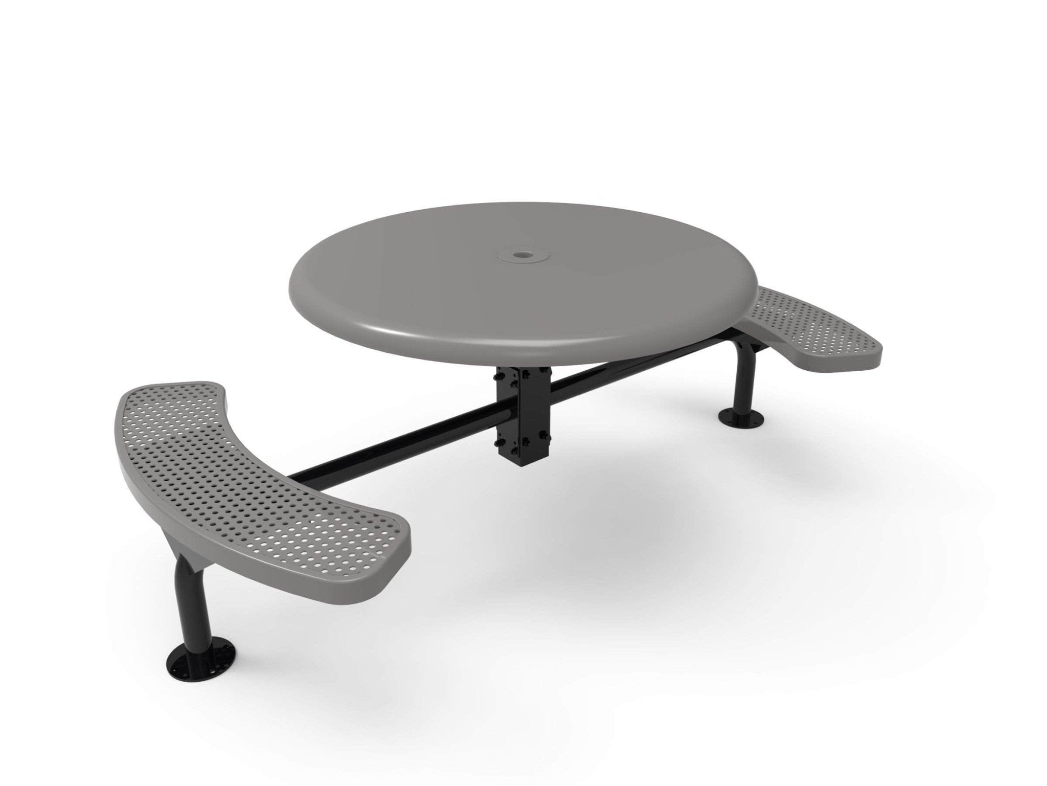 Round Solid Top Nexus Pedestal Picnic Table with 2 ADA Seats - Circular Pattern - 46 In. - Crowd Control Warehouse