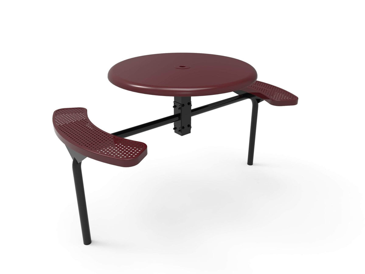 Round Solid Top Nexus Pedestal Picnic Table with 2 ADA Seats - Circular Pattern - 46 In. - Crowd Control Warehouse