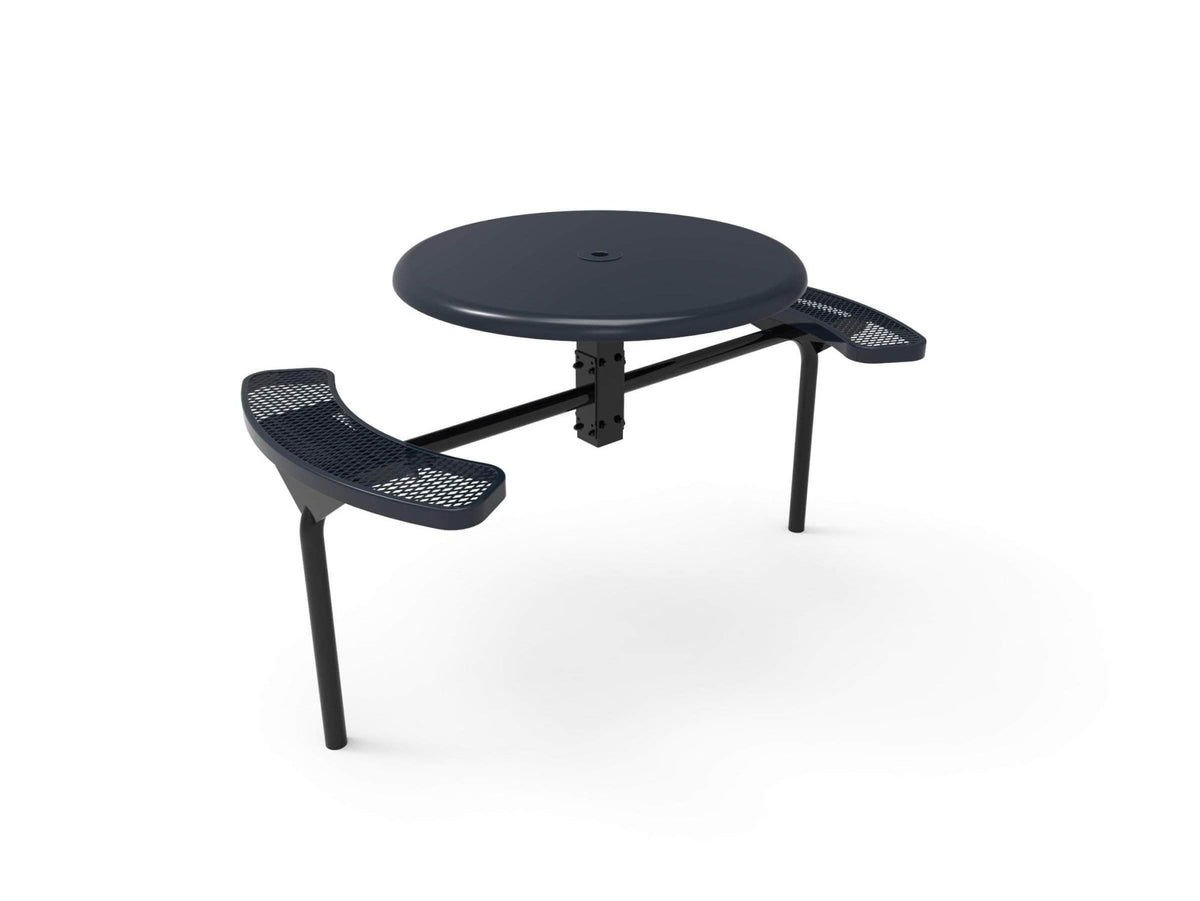 Round Solid Top Nexus Pedestal Picnic Table with 2 ADA Seats - Diamond Pattern - 46 In. - Crowd Control Warehouse