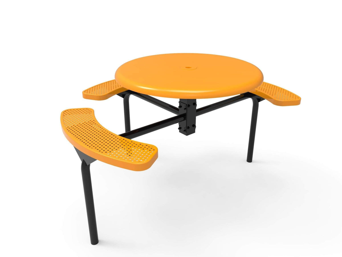 Round Solid Top Nexus Pedestal Picnic Table with 3 Seats - Circular Pattern - 46 In. - Crowd Control Warehouse