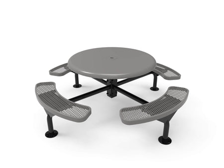 Round Solid Top Nexus Pedestal Picnic Table with 4 Seats - Diamond Pattern - 46 In. - Crowd Control Warehouse